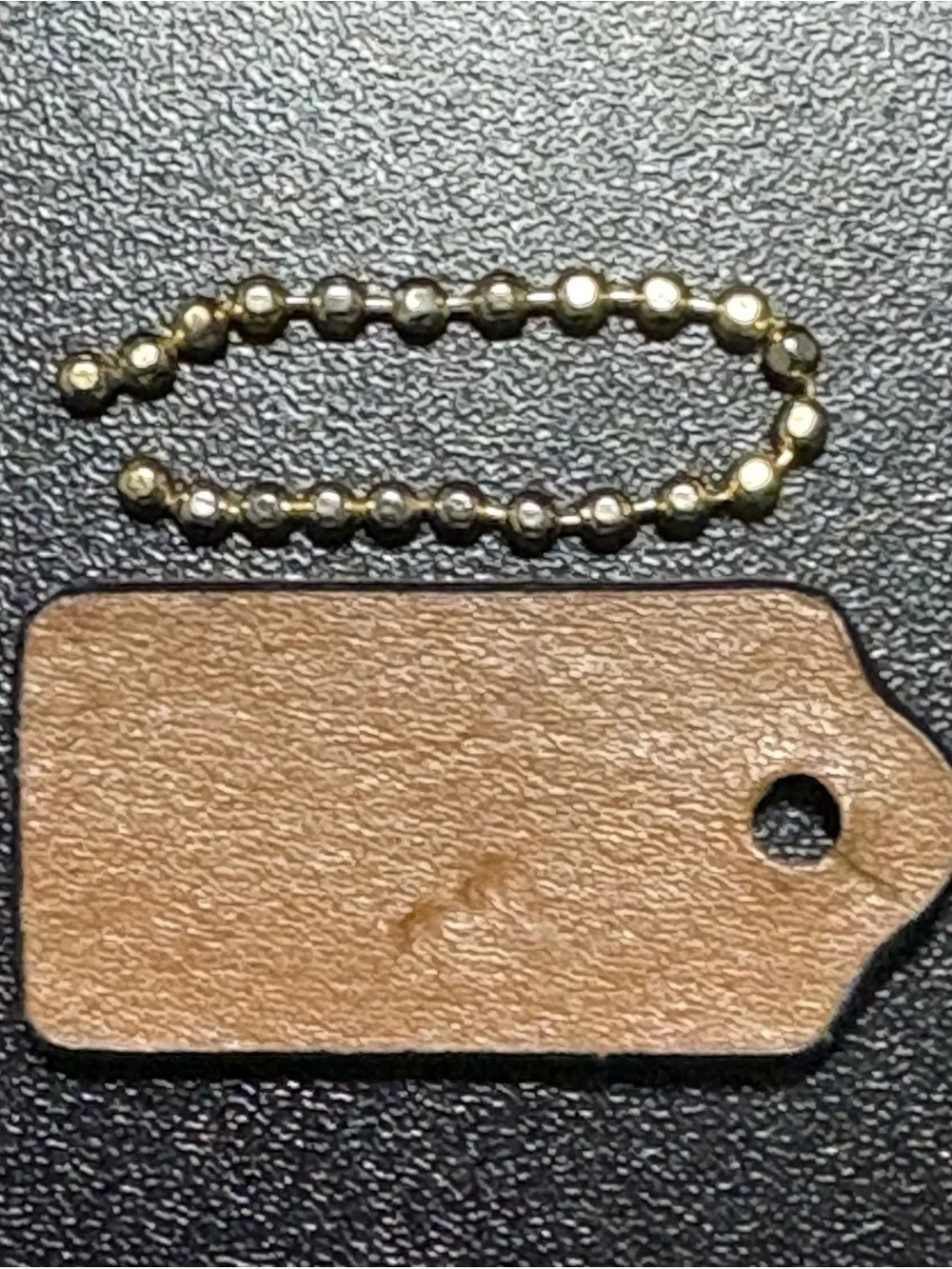 Coach Brown Leather Hang Tag with Gold Chain
